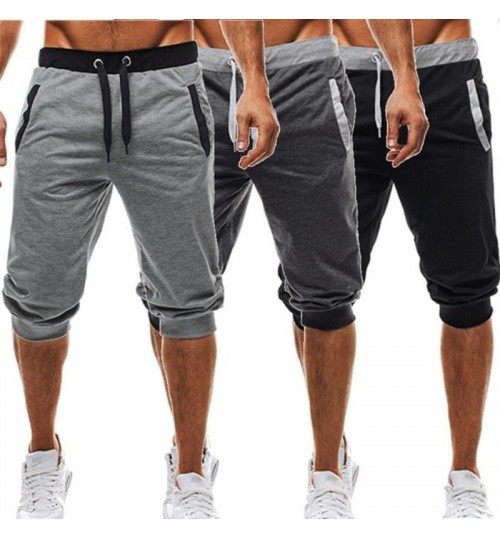 Summer men Leisure Men Knee Length Shorts Color Patchwork Joggers Short Sweatpants Trousers Men Bermuda Shorts