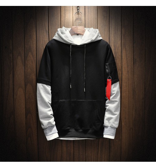  Men patchwork Long Sleeve Pullover Hoodies 2018 Sweatshirt hoodies Men high quality