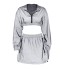 Reflective Two Piece Set Short Hooded Pullover Top And Skirt Set Gray 2 Piece Set Women Fashion Skirt Top Outfits Women 