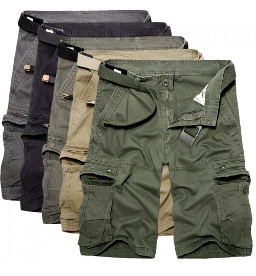 Mens Military Cargo Shorts Summer army green Cotton Shorts men Loose Multi-Pocket Shorts Homme Casual Bermuda Trousers 