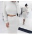 Autumn Women Bandage Suit Long Sleeve Fleece Crop Top Pencil Midi Skirt Solid Bodycon Dress Sweater Tracksuit