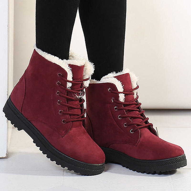 warm snow boots 2018 heels winter boots new arrival women ankle boots women shoes warm fur plush Insole shoes woman
