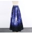 New Satin Women 100cm High Waist Flared Maxi Skirts Peach Blossom Printed Pleated Floor Length Long Skirts