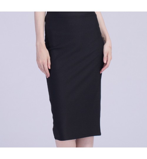 Office Lady High Waist Bow Detail Midi Skirts Sexy Middle Slit Back Pencil Skirt 2018 New Arrival All Matched OL Skirt