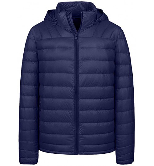 Men's Packable Lightweight Insulated Puffer Down Jacket Winter Coat with Removable Hood