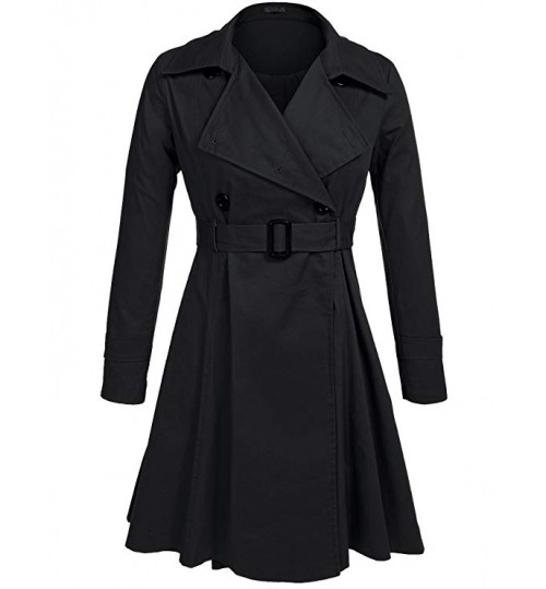 Women's Trench Coat Double Breasted Long Sleeve Jackets with Belt