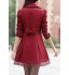 Women Mid Long Double-Breasted Lace Trim Elegant Jacket Trenchcoat