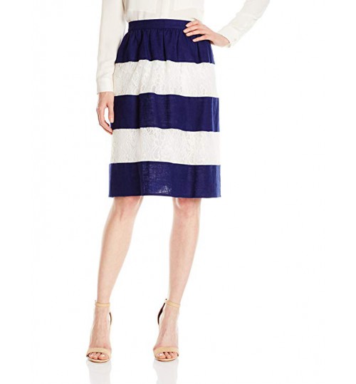 Women's Lace and Linen Stripe Skirt