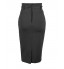 Womens Fitted High Waisted Midi Skirt with Faux Leather Belt