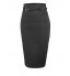 Womens Fitted High Waisted Midi Skirt with Faux Leather Belt