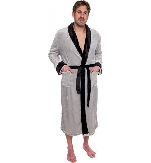 Mens Plush Shawl Collar Kimono Bathrobe Robe